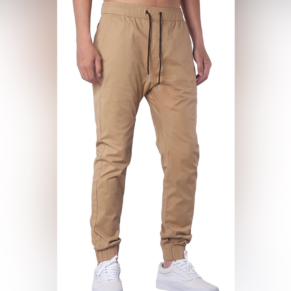 ITALYMORN Khaki Joggers with Pockets for Men XL